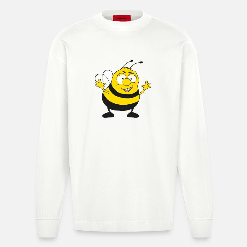 Brummi, die coole Hummel - Heavyweight Oversized Organic Langarmshirt Made in EU - OFF WHITE