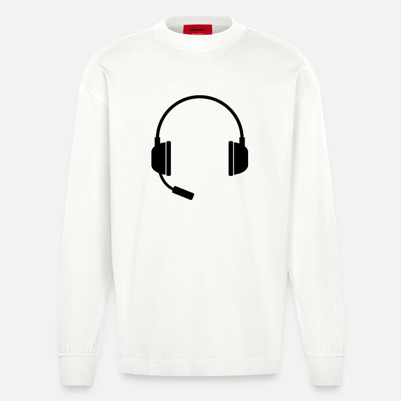 Headset mit Mikrofon - Heavyweight Oversized Organic Langarmshirt Made in EU - OFF WHITE