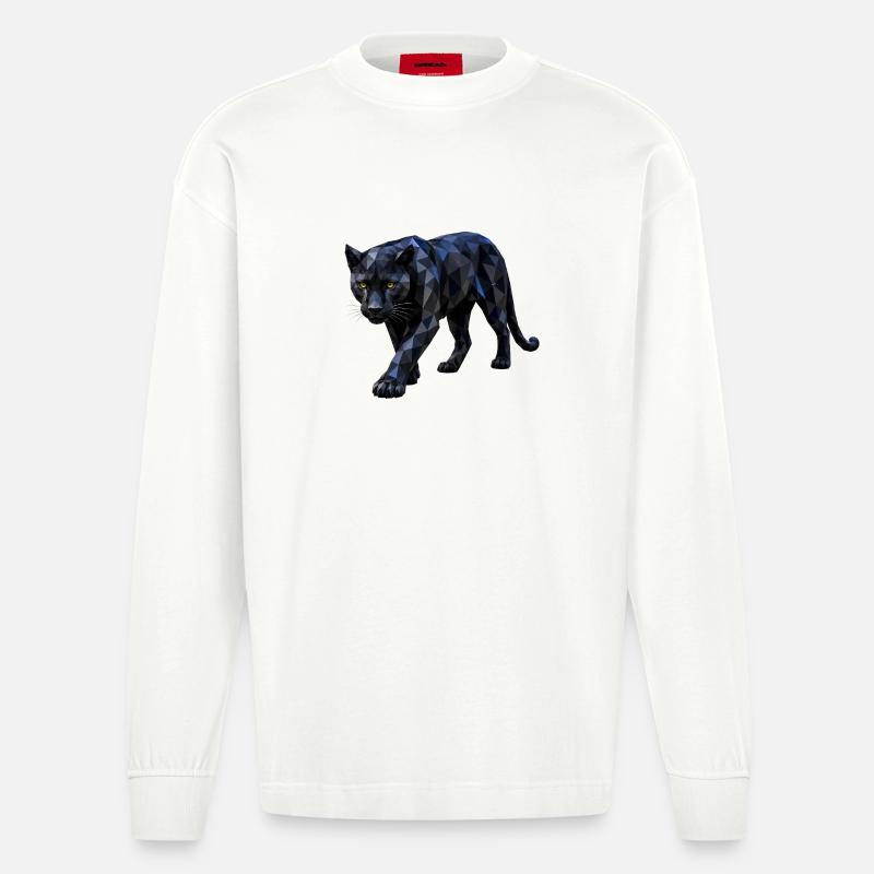Polygon-Panther - Heavyweight Oversized Organic Langarmshirt Made in EU - OFF WHITE