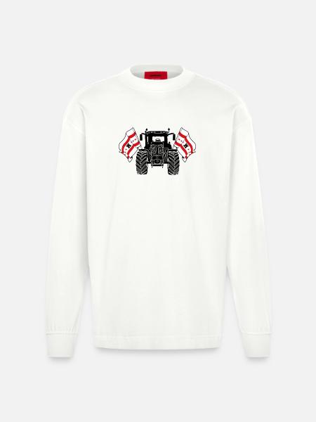 Drenthe_Tractor_Pride - Heavyweight Oversized Organic Longsleeve Shirt Made in EU - OFF WHITE