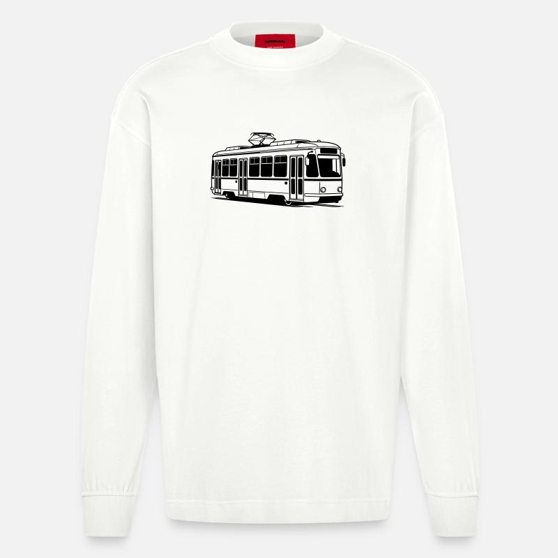 Straßenbahn - Heavyweight Oversized Organic Langarmshirt Made in EU - OFF WHITE