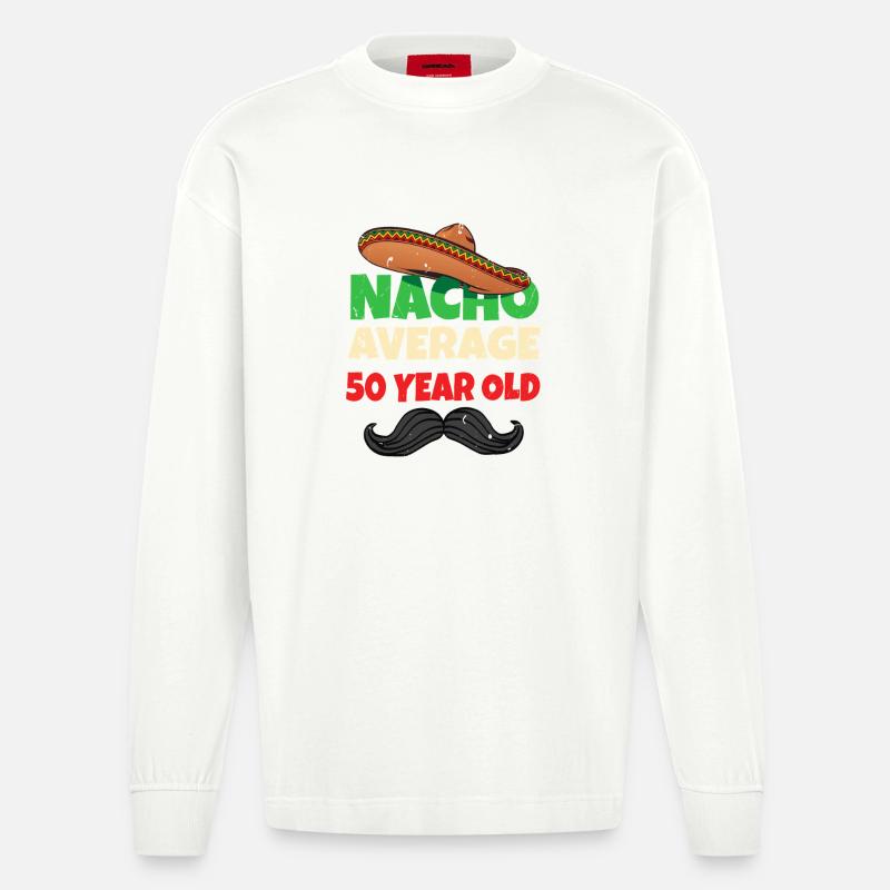 Nacho en moyenne de 50 ans - Manches longues bio épais oversize fabriqué en UE - OFF WHITE