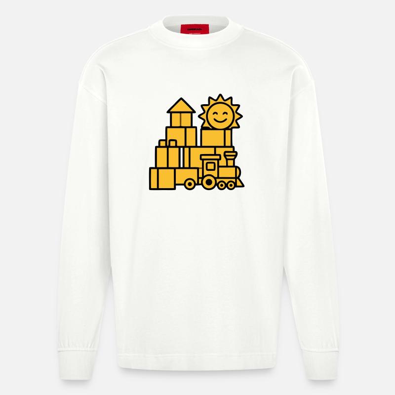 Bauklötze Eisenbahn Spielzeug - Heavyweight Oversized Organic Langarmshirt Made in EU - OFF WHITE
