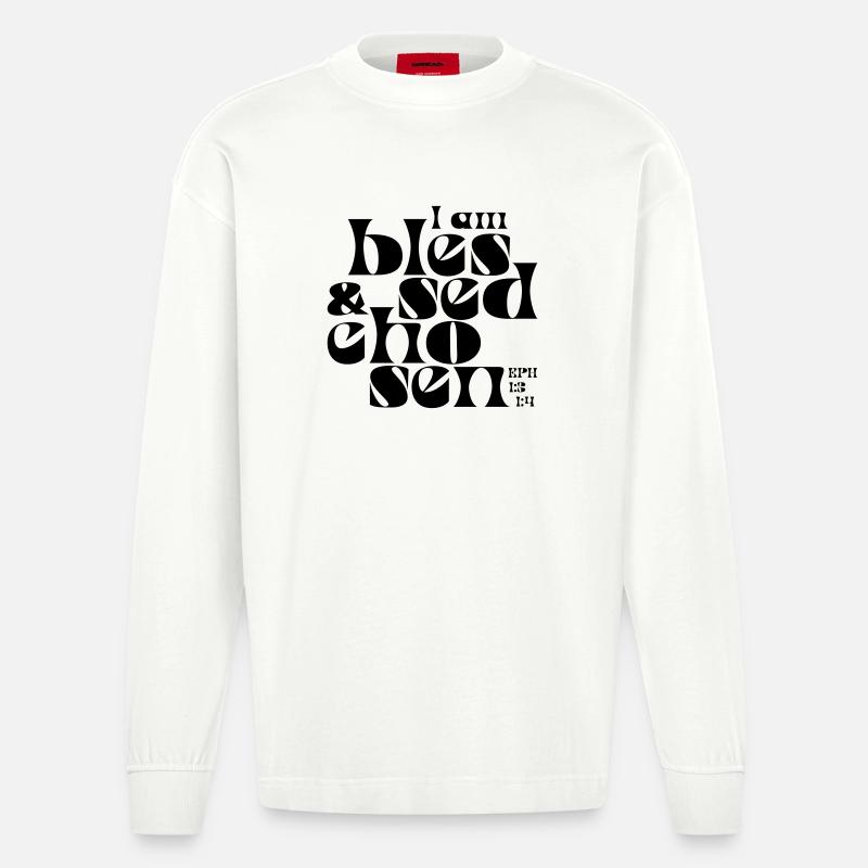 b l e s s e d & c h o s e n - Heavyweight Oversized Organic Longsleeve Shirt Made in EU - OFF WHITE