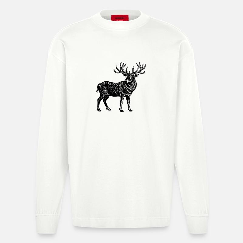 Elch - Heavyweight Oversized Organic Langarmshirt Made in EU - OFF WHITE