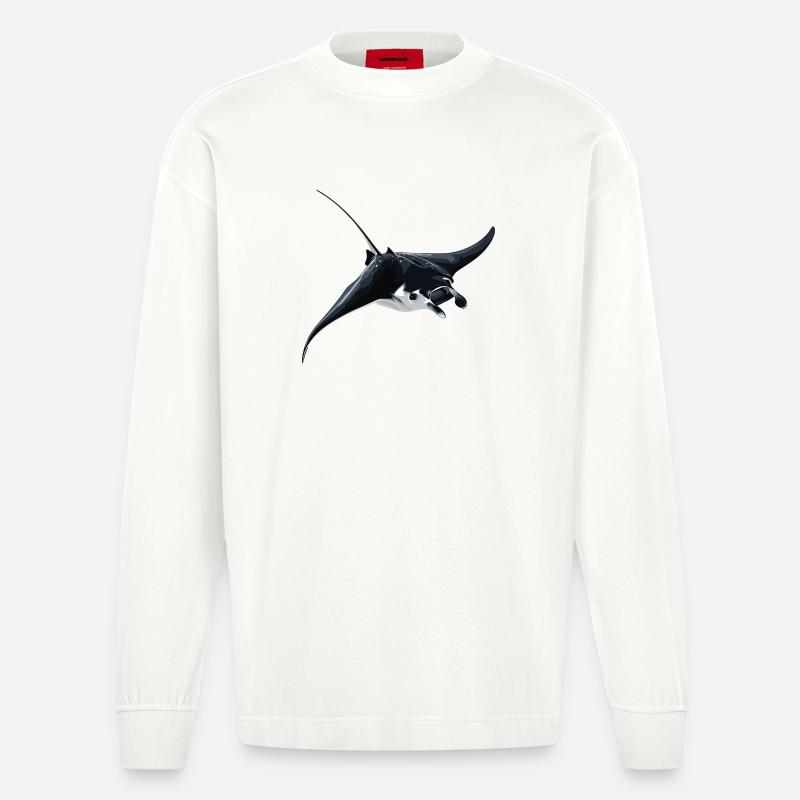 Rochen Mantarochen - Heavyweight Oversized Organic Langarmshirt Made in EU - OFF WHITE