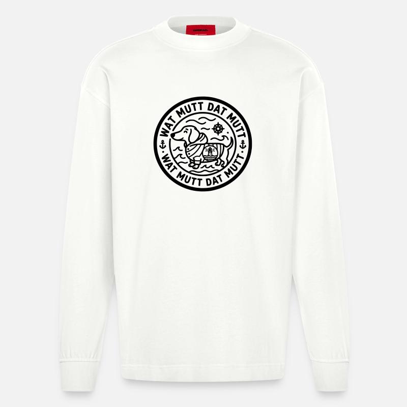 wat mutt dat mutt teckel - Manches longues bio épais oversize fabriqué en UE - OFF WHITE