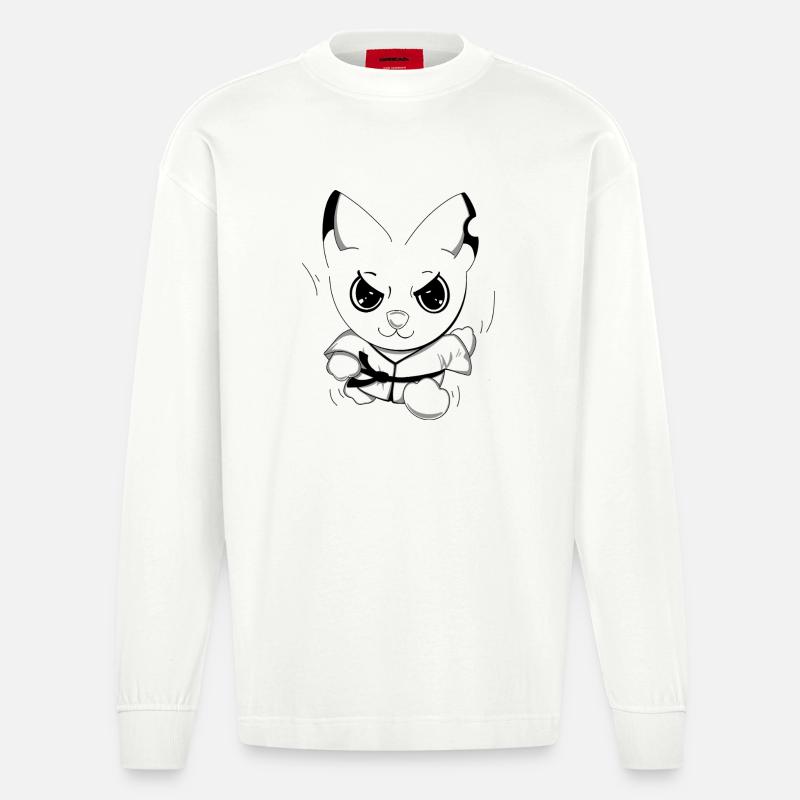Karateeee - Heavyweight Oversized Organic Langarmshirt Made in EU - OFF WHITE