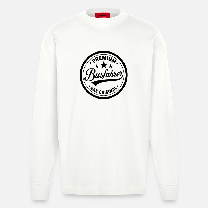Premium Siegel Busfahrer Original Berufe  - Heavyweight Oversized Organic Langarmshirt Made in EU - OFF WHITE