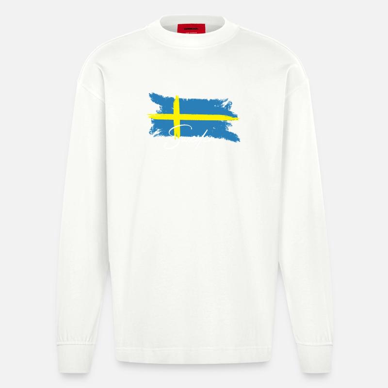 Suède, Scandinavie - Manches longues bio épais oversize fabriqué en UE - OFF WHITE