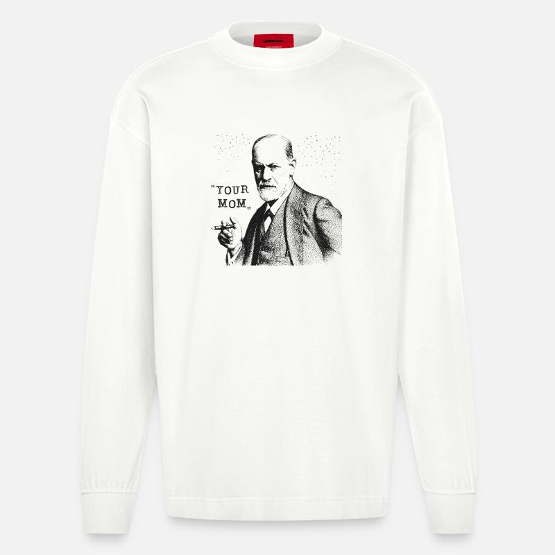 Your Mom - Siegmund Freud Statement - Heavyweight Oversized Organic Langarmshirt Made in EU - OFF WHITE
