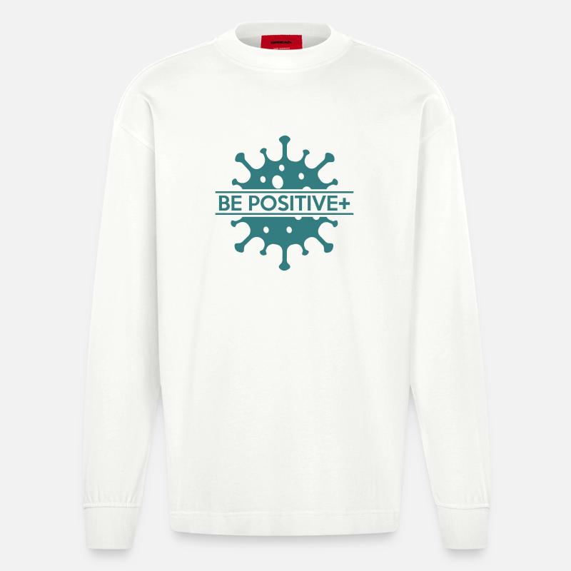 Soyez positif - Manches longues bio épais oversize fabriqué en UE - OFF WHITE