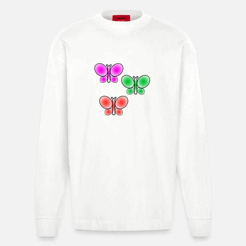Schmetterlinge - Heavyweight Oversized Organic Langarmshirt Made in EU - OFF WHITE