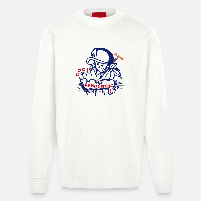 Écolier - Manches longues bio épais oversize fabriqué en UE - OFF WHITE