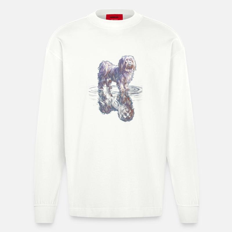 Maltais avec réflexion de l’eau - Manches longues bio épais oversize fabriqué en UE - OFF WHITE