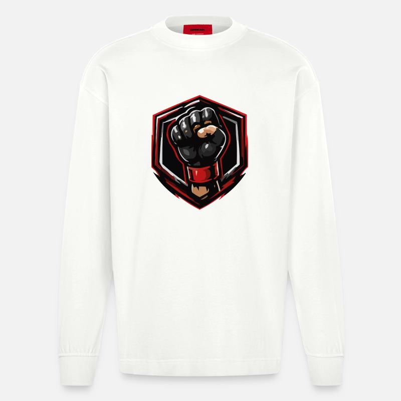 Faust Wappen Emblem - Heavyweight Oversized Organic Langarmshirt Made in EU - OFF WHITE