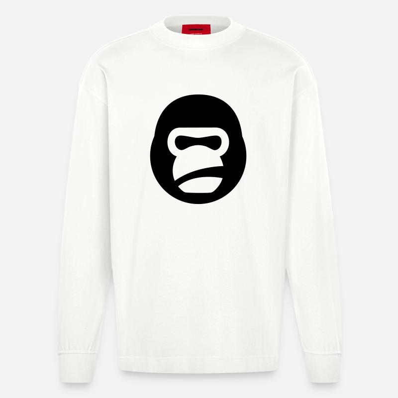 Gorilla Kettlebell – Gym Beast Logo - Heavyweight Oversized Organic Langarmshirt Made in EU - OFF WHITE