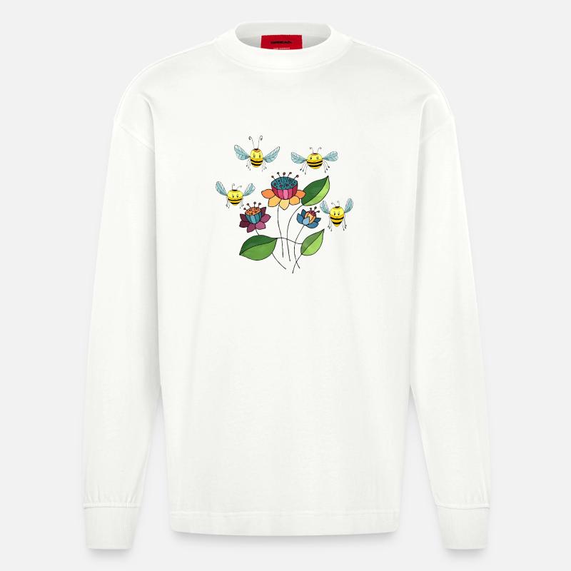 Insects - Heavyweight Oversized Organic Longsleeve Shirt Made in EU - OFF WHITE