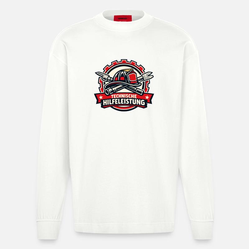Technische Hilfeleistung Abzeichen - Heavyweight Oversized Organic Langarmshirt Made in EU - OFF WHITE