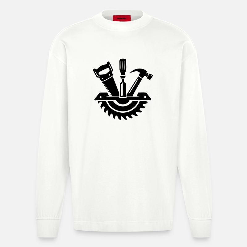 Carpenter Tool – Carpenter Logo - Heavyweight Oversized Organic Longsleeve Shirt Made in EU - OFF WHITE