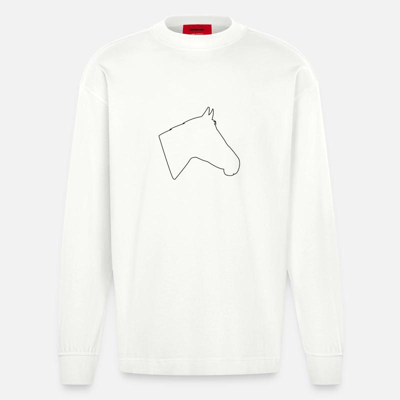 Pferdekopf - Heavyweight Oversized Organic Langarmshirt Made in EU - OFF WHITE