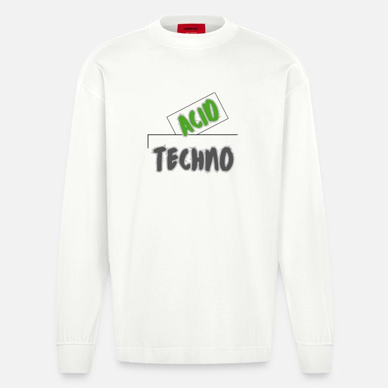 Acid Techno - Heavyweight Oversized Organic Langarmshirt Made in EU - OFF WHITE