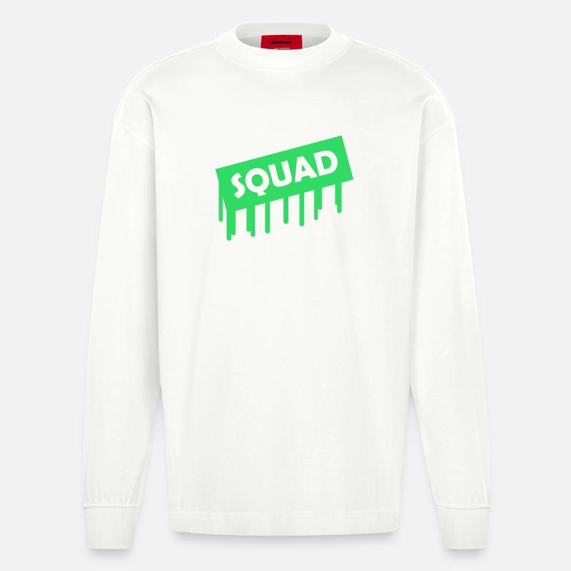 squad- - Heavyweight Oversized Organic Langarmshirt Made in EU - OFF WHITE