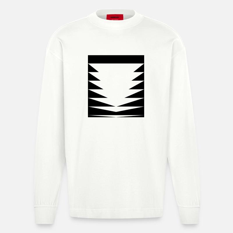Triangles Pattern design - Heavyweight Oversized Organic Longsleeve Shirt Made in EU - OFF WHITE
