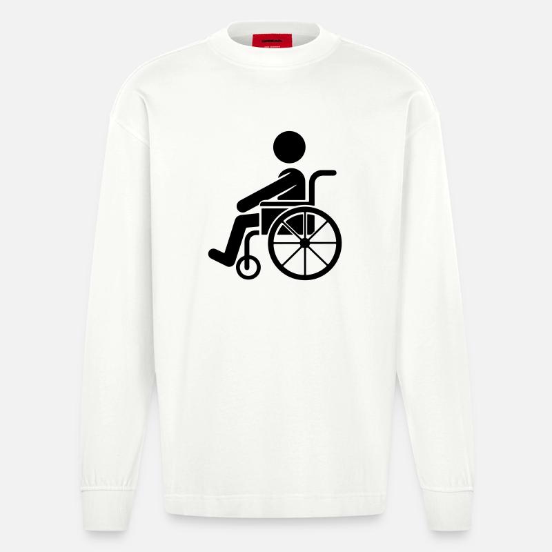 Mann im Rollstuhl - Heavyweight Oversized Organic Langarmshirt Made in EU - OFF WHITE