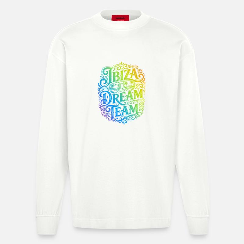 Ibiza Dream Team Bunt - Heavyweight Oversized Organic Langarmshirt Made in EU - OFF WHITE