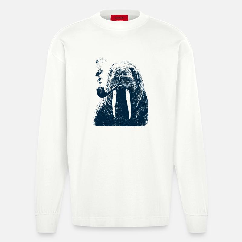 Capitaine morse - Manches longues bio épais oversize fabriqué en UE - OFF WHITE