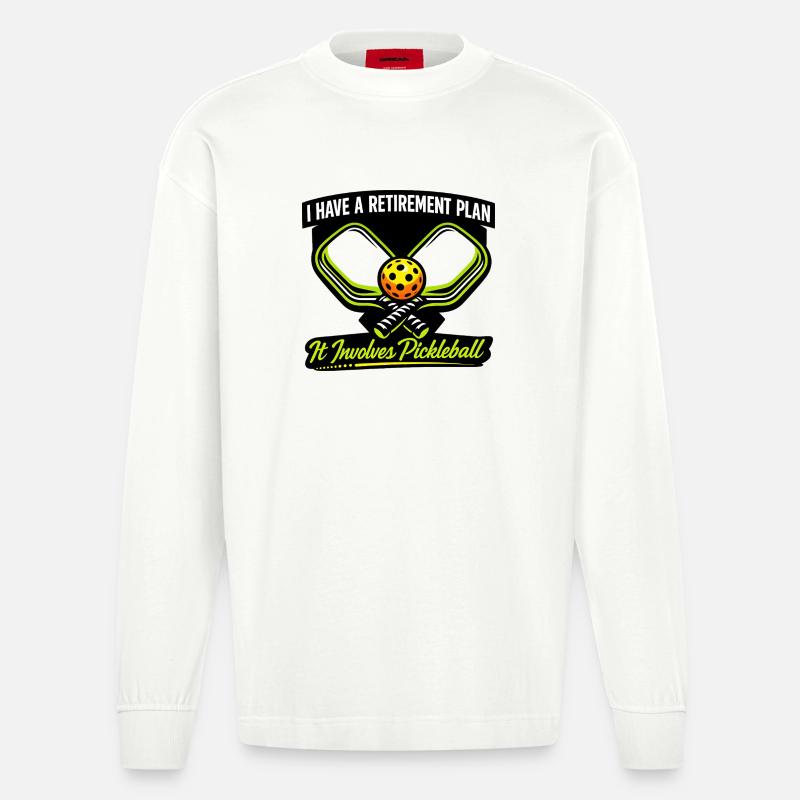 Plan de retraite : Pickleball - Manches longues bio épais oversize fabriqué en UE - OFF WHITE
