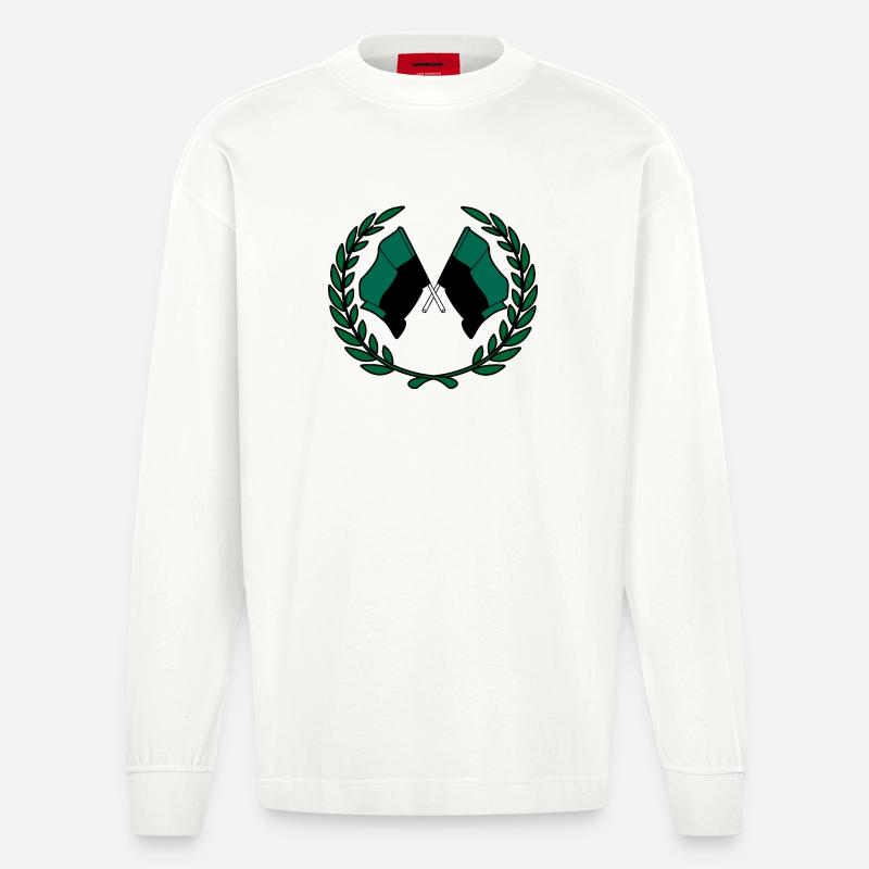 Texel Laurel Flags – Island Pride - Heavyweight Oversized Organic Langarmshirt Made in EU - OFF WHITE