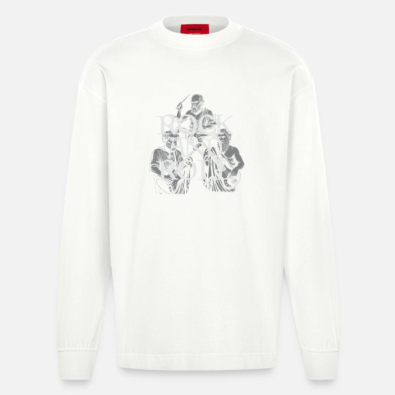 Classic Rock and Roll Philosophenband - Heavyweight Oversized Organic Langarmshirt Made in EU - OFF WHITE