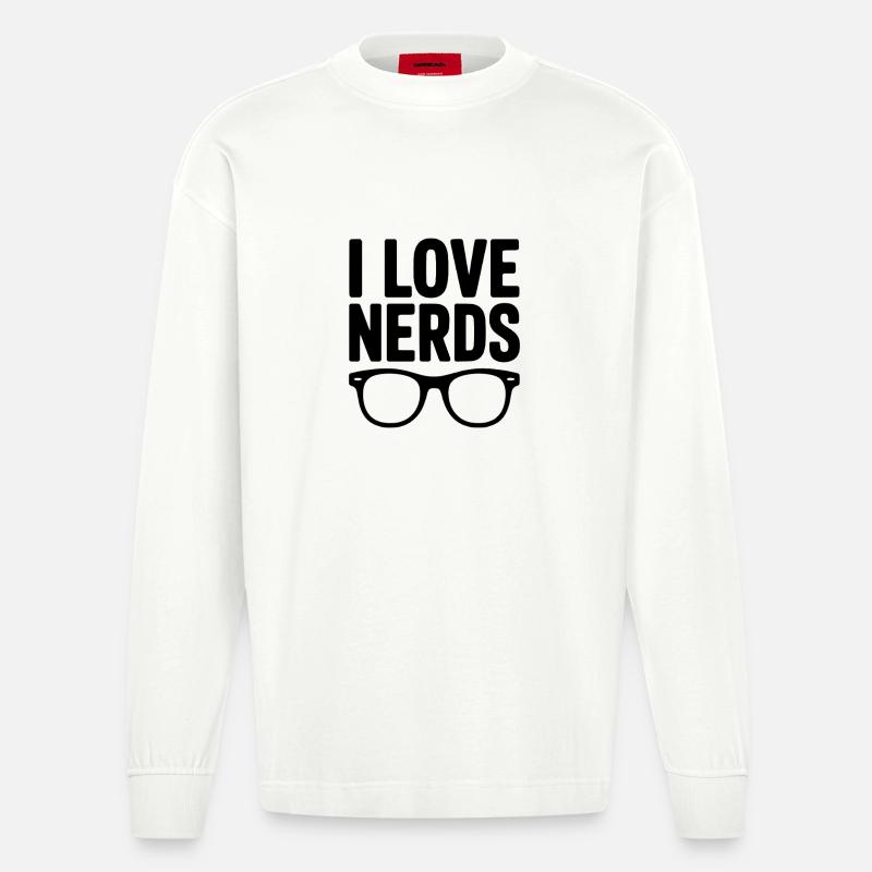 J’adore les nerds - Manches longues bio épais oversize fabriqué en UE - OFF WHITE