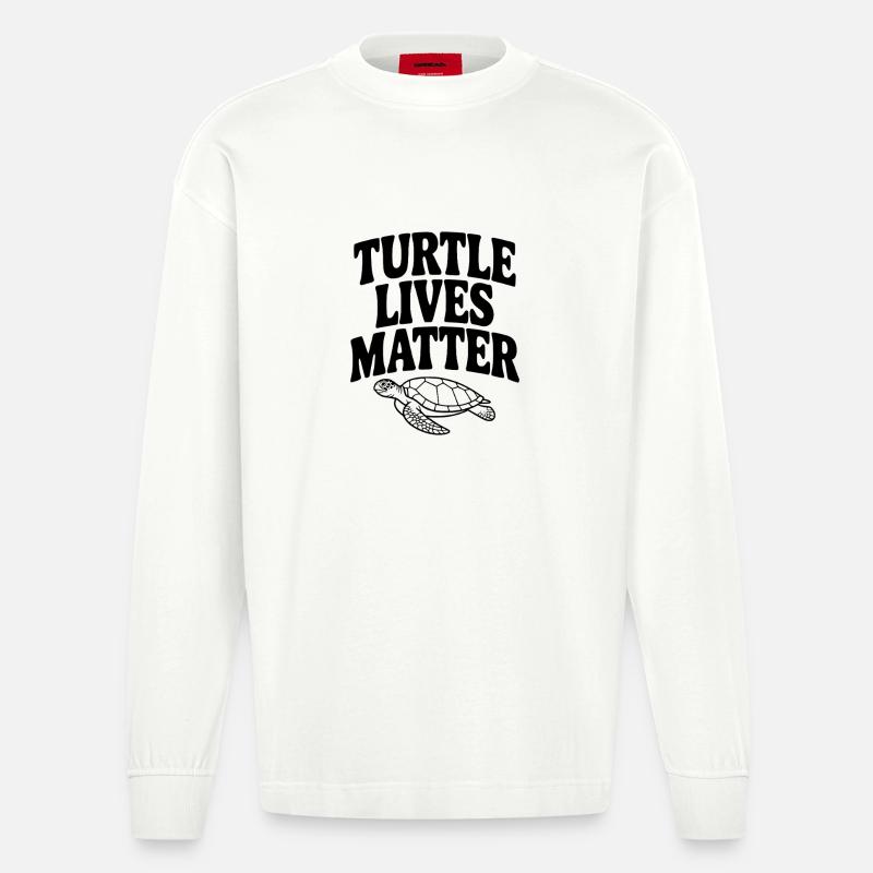 Turtle Lives Matter - Heavyweight Oversized Organic Langarmshirt Made in EU - OFF WHITE