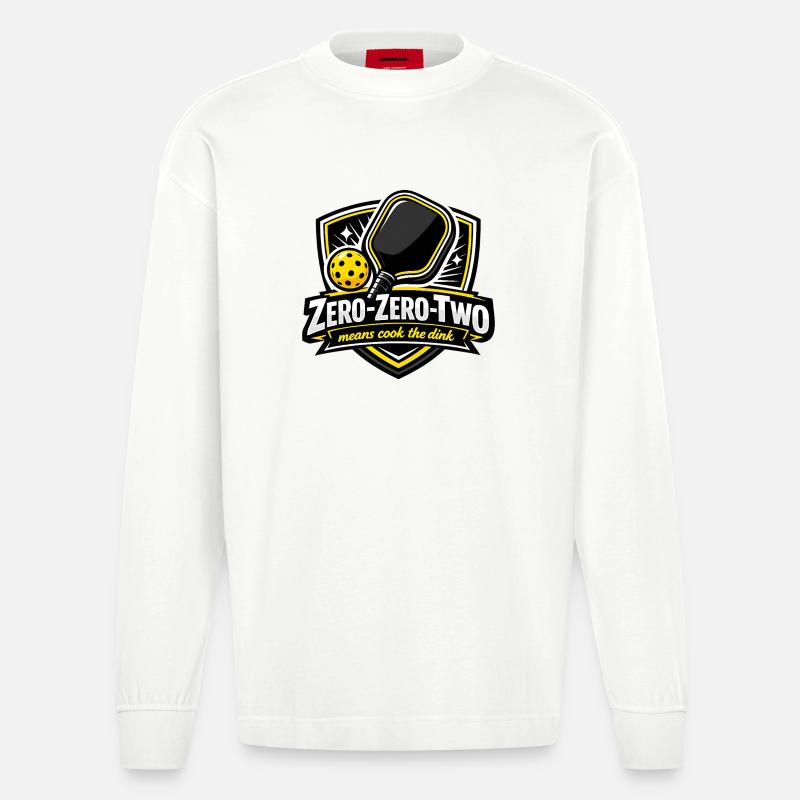 Zero-Zero-Two Pingpong Sieg Design - Heavyweight Oversized Organic Langarmshirt Made in EU - OFF WHITE