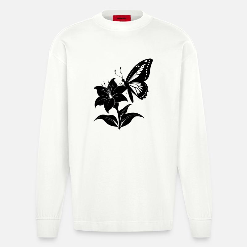 Papillon sur Lys - Manches longues bio épais oversize fabriqué en UE - OFF WHITE