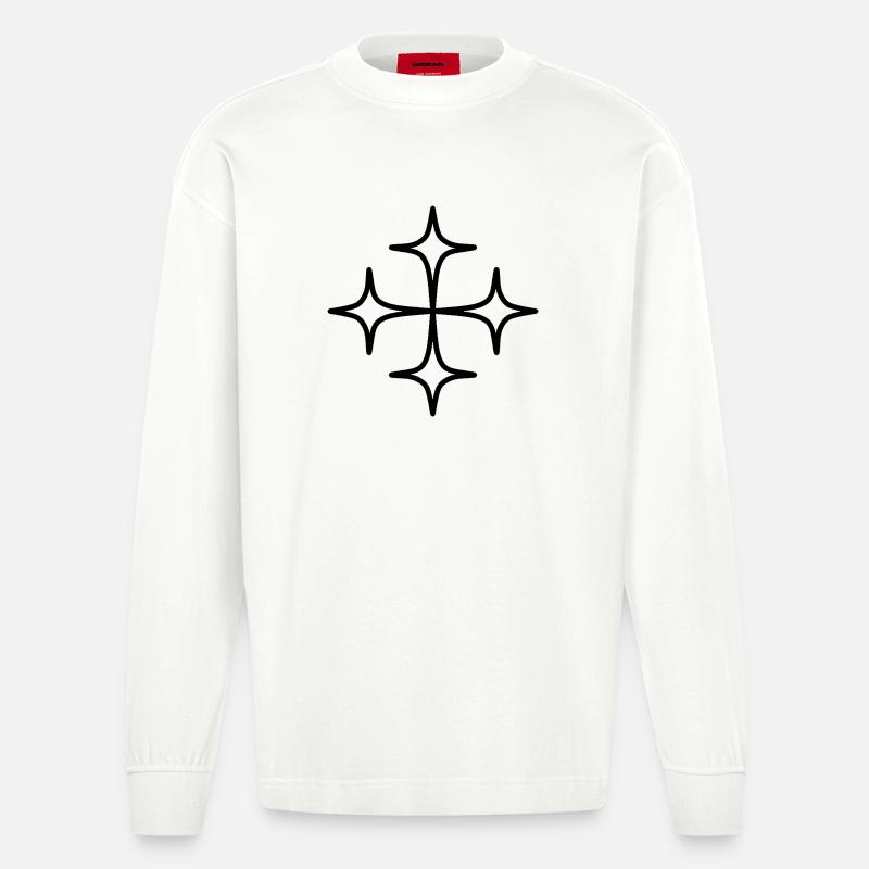 Conception de la Croix Étoilée - Manches longues bio épais oversize fabriqué en UE - OFF WHITE