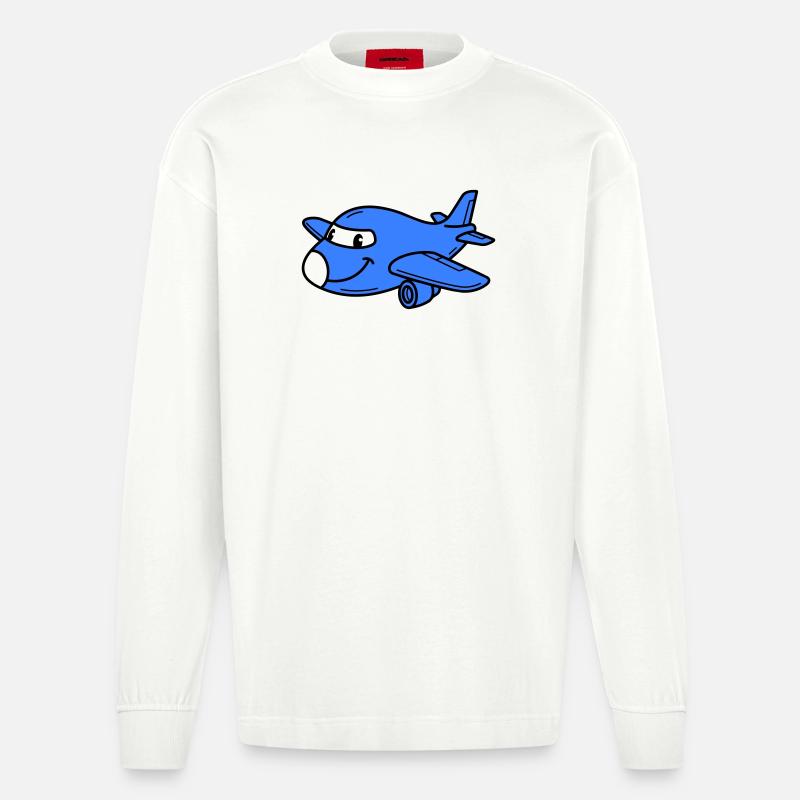 Airplane Kids - Heavyweight Oversized Organic Langarmshirt Made in EU - OFF WHITE