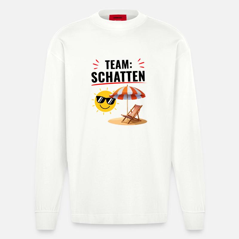 Team Schatten Vibes - Heavyweight Oversized Organic Langarmshirt Made in EU - OFF WHITE