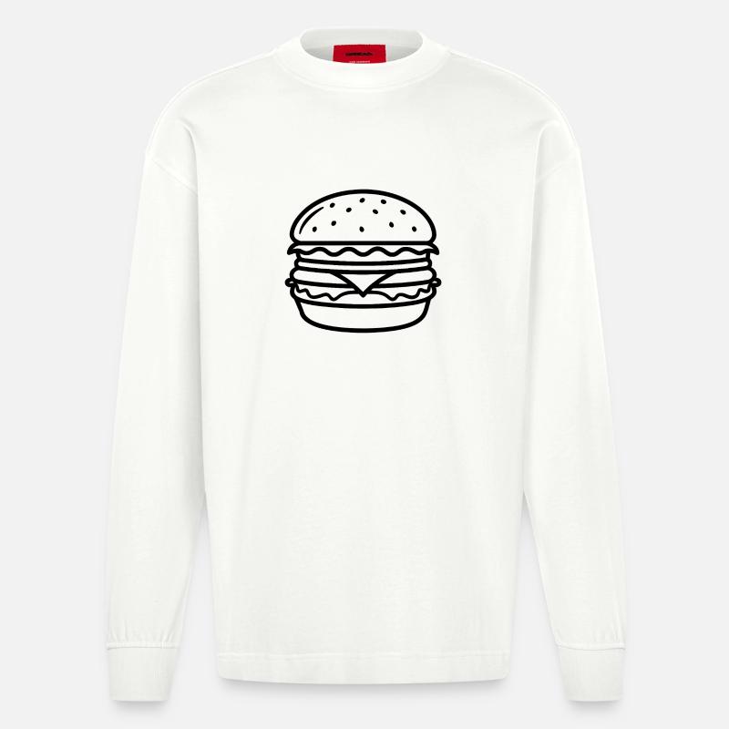 Cheeseburgers - Manches longues bio épais oversize fabriqué en UE - OFF WHITE