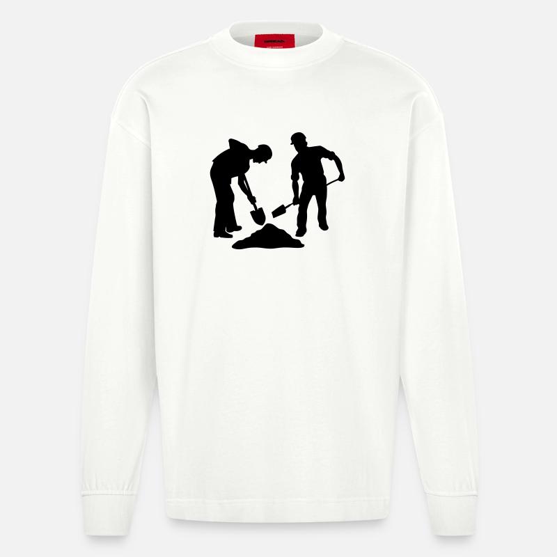 Sandarbeiterteam – Bodenpersonal - Heavyweight Oversized Organic Langarmshirt Made in EU - OFF WHITE