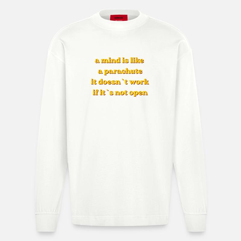 Parachute Mindset Zitat - Heavyweight Oversized Organic Langarmshirt Made in EU - OFF WHITE