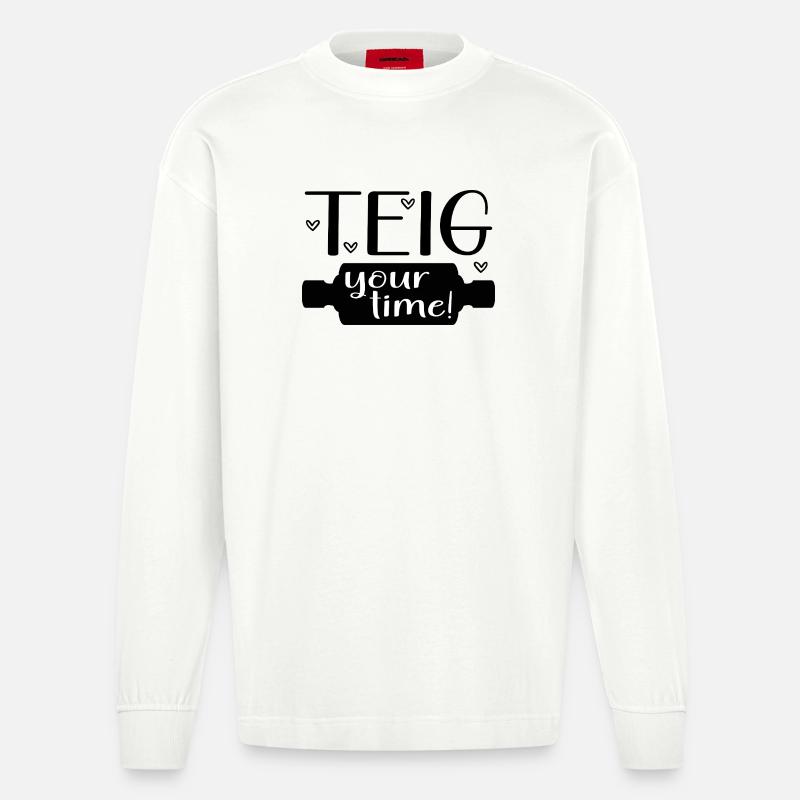 Pasta Roll Baking Time - Heavyweight Oversized Organic Longsleeve Shirt Made in EU - OFF WHITE