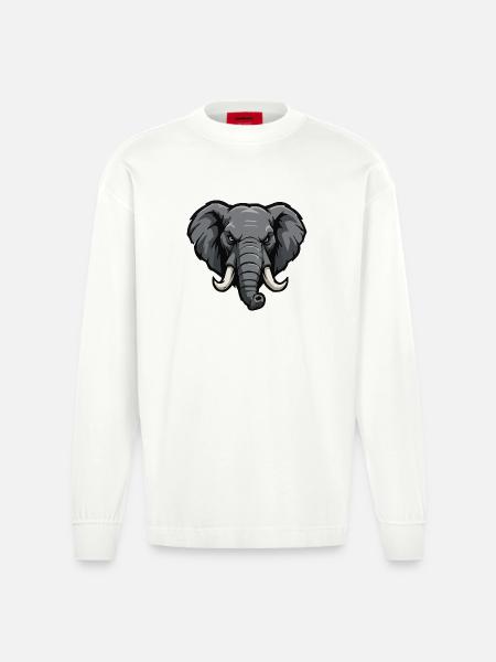Elephant Esports Cartoon - Heavyweight Oversized Organic Longsleeve Shirt Made in EU - OFF WHITE