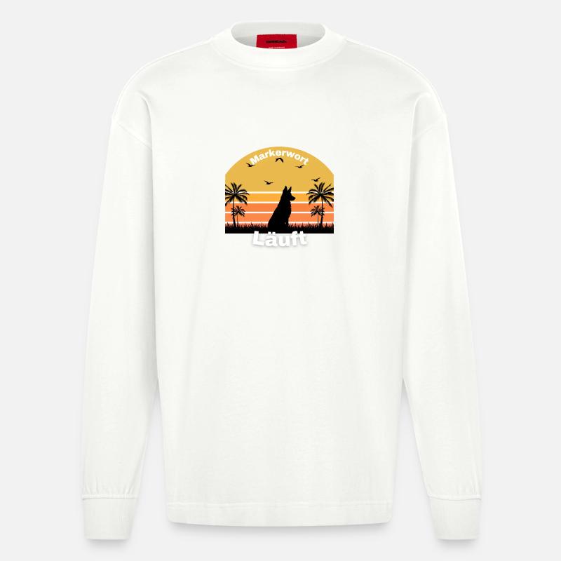 Exécution de mots de repère - Manches longues bio épais oversize fabriqué en UE - OFF WHITE
