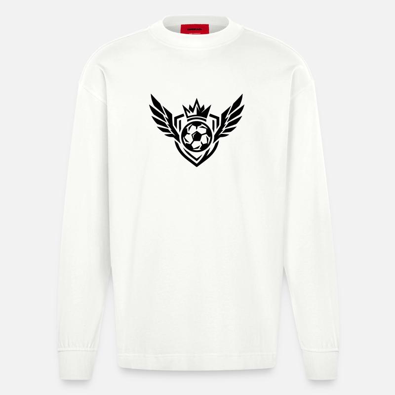 Fussball Wappen - Heavyweight Oversized Organic Langarmshirt Made in EU - OFF WHITE