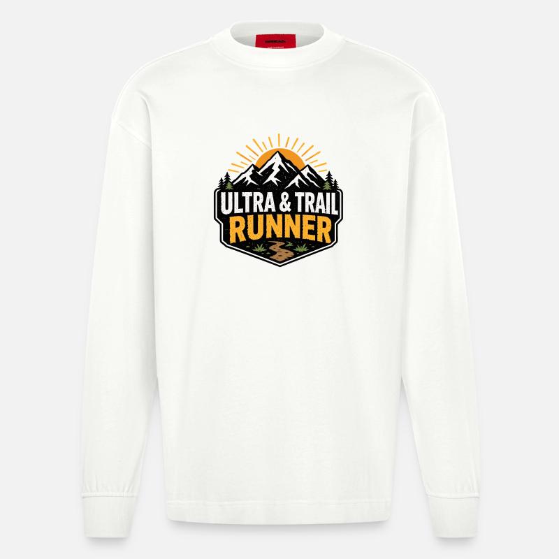 Ultra et trail runner - Manches longues bio épais oversize fabriqué en UE - OFF WHITE
