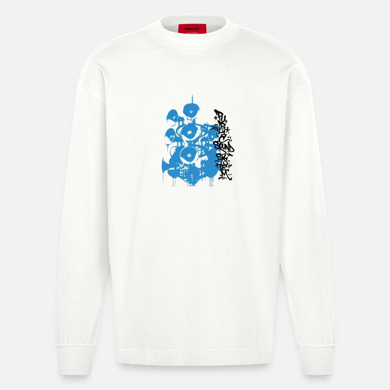 public soundsystem - Heavyweight Oversized Organic Langarmshirt Made in EU - OFF WHITE